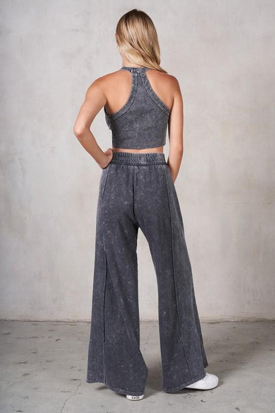 Cyndi Halter & Pants Set - Charcoal