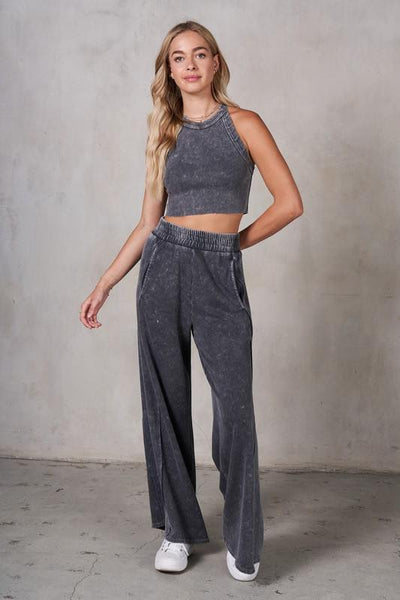 Cyndi Halter & Pants Set - Charcoal