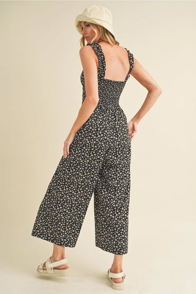 Tilly Floral Jumpsuit - Black