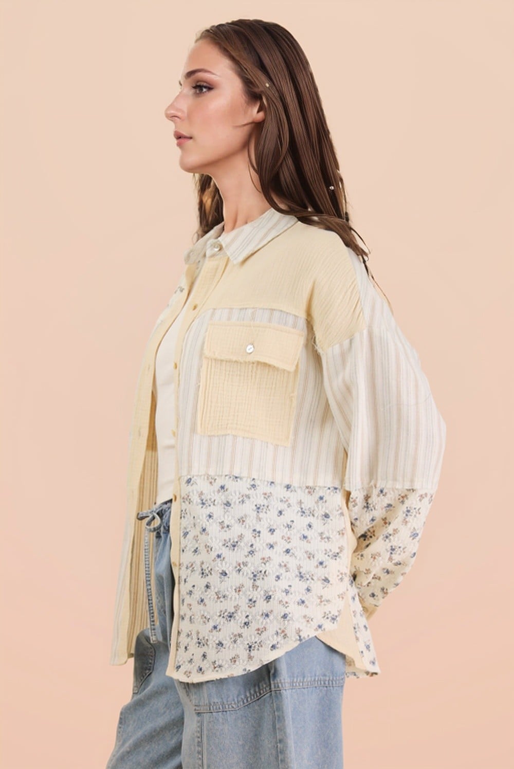 Countryside Bloom Patchwork Shacket - SIZE MEDIUM