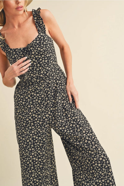 Tilly Floral Jumpsuit - Black