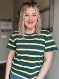 Laidback Striped Boxy Tee - Green