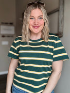 Laidback Striped Boxy Tee - Green