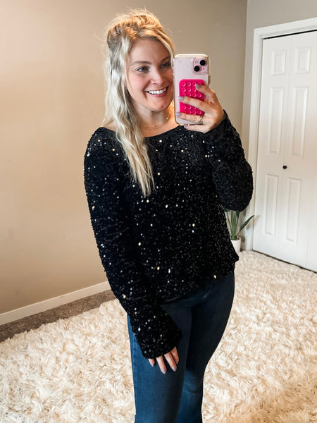 Pop The Bubbly Sequin Top - SIZE MEDIUM