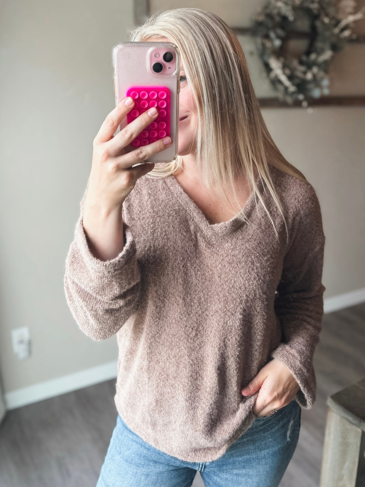 Xiana V Neck Top - Cocoa