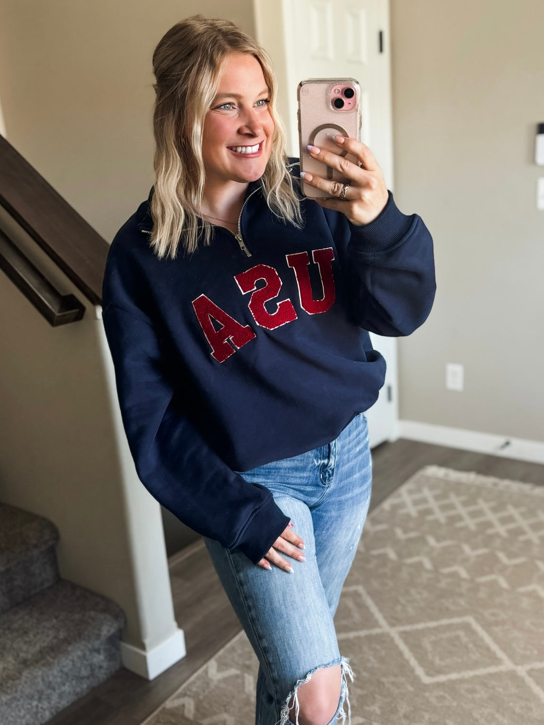Varsity USA Quarter Zip Sweatshirt