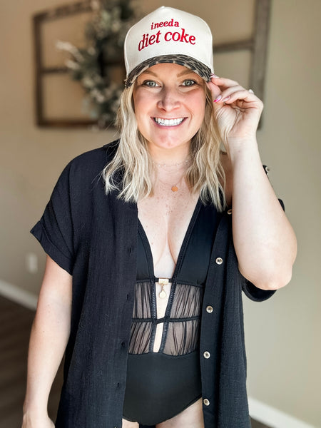 Positano Button Up Shirt Dress - Black
