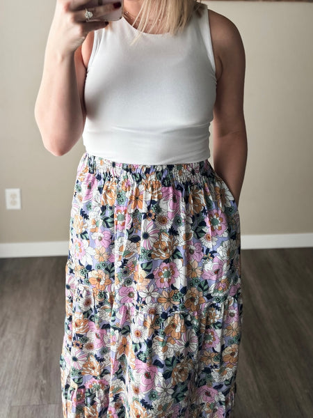 Calista Boho Floral Skirt - SIZE SMALL
