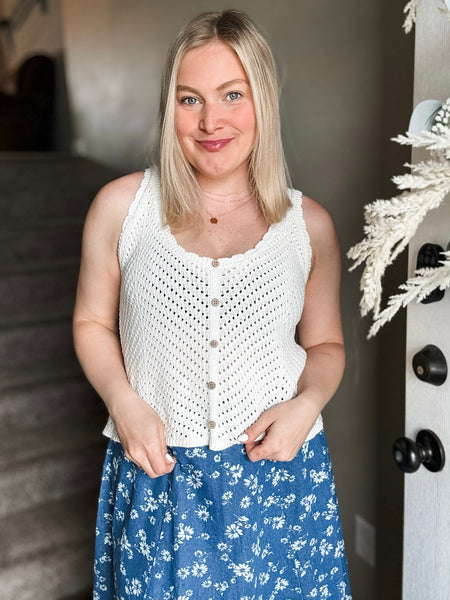 Torrie Crochet Button Tank