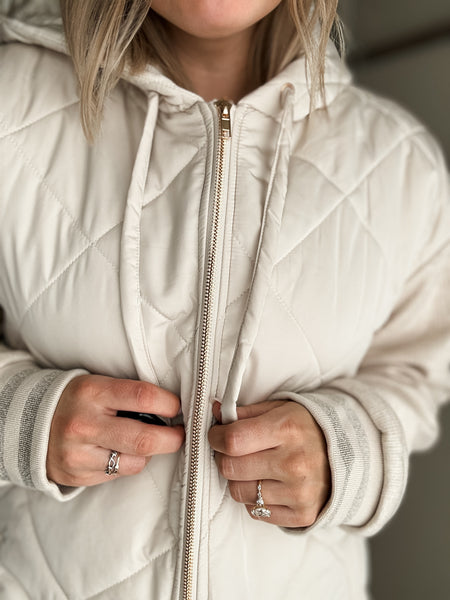 Juliet Mixed Sleeve Puffer Jacket - SIZE SMALL