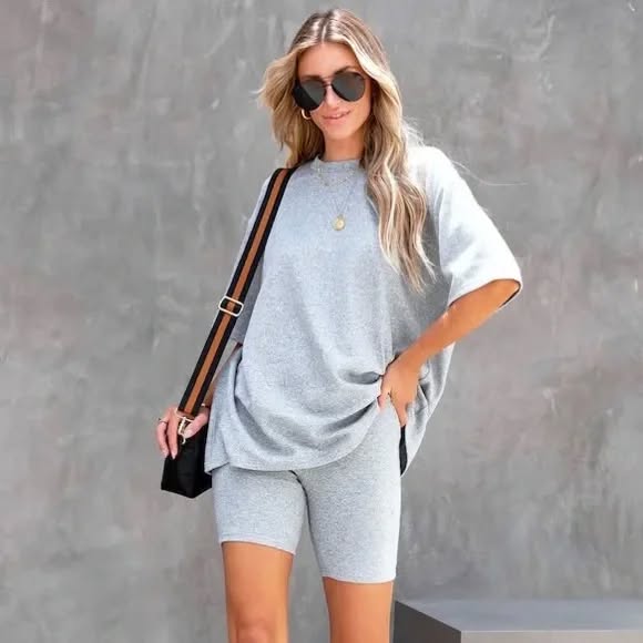 Going Far Top and Biker Short Set - Grey - RL