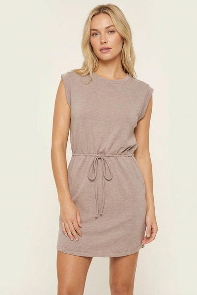 Capri Drawstring Waist Dress - Mocha