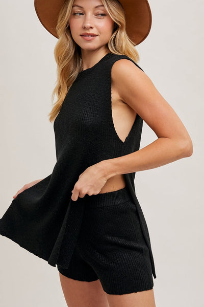 Saltair Sleeveless Knit Set - Black