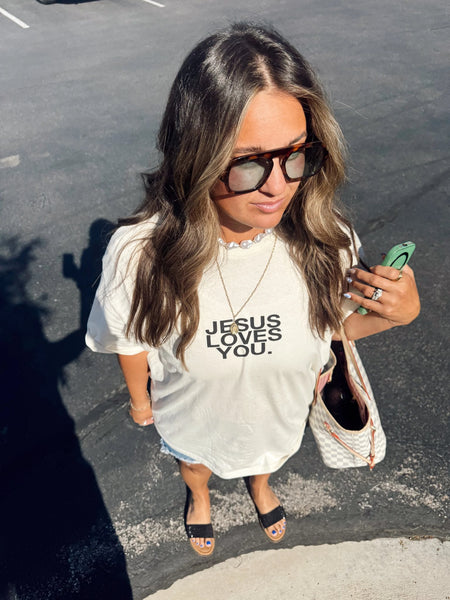 Jesus Loves You Graphic Tee - SIZE SMALL