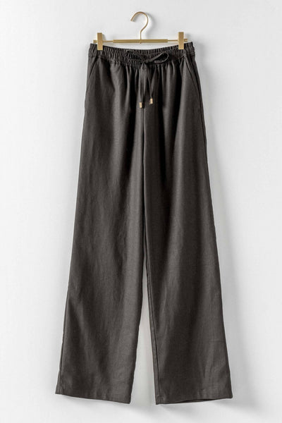 Darcy Linen Pants - Black - SIZE LARGE