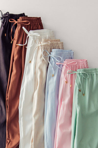 Darcy Linen Pants - Chocolate - SIZE LARGE
