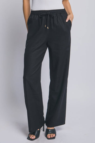Darcy Linen Pants - Black - SIZE LARGE