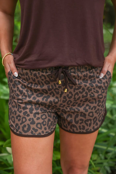 Aari Drawstring Shorts - Coco Leopard
