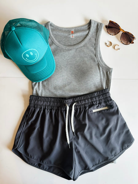 Kiri Micro-Ribbed Tank Top - Grey