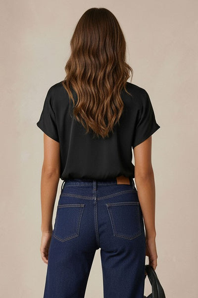 Luma V Neck Blouse - Black