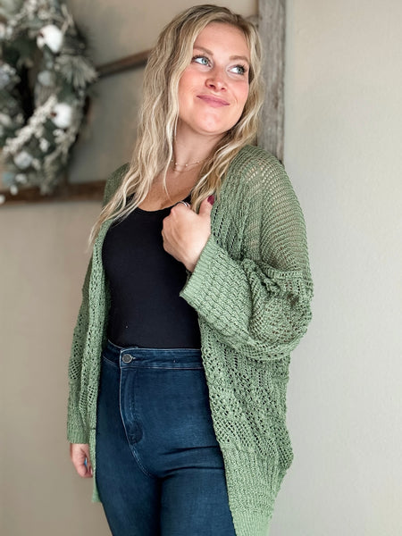 Kairi Netted Cardigan - Moss