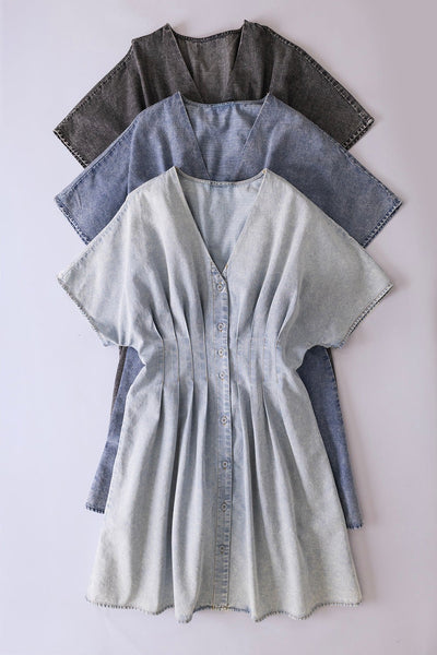 Paige Chambray Button Down Dress - Black - SIZE MEDIUM