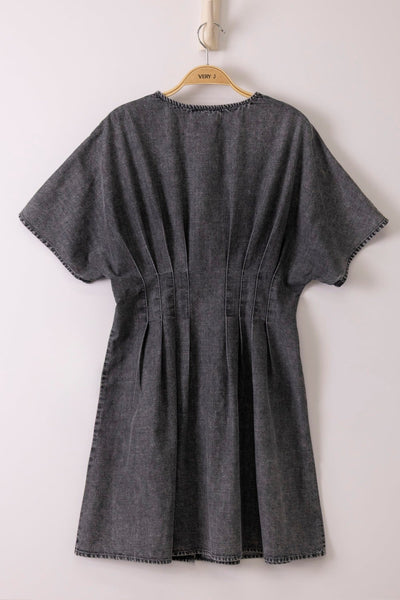 Paige Chambray Button Down Dress - Black - SIZE MEDIUM