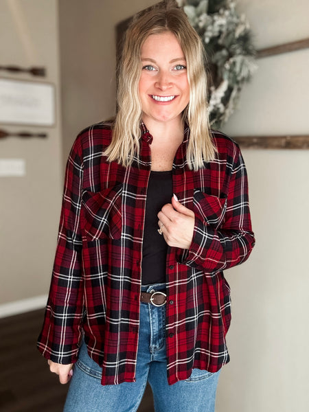 Ember Plaid Button Up