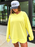 Lemon Curd V Neck Pullover - SIZE LARGE