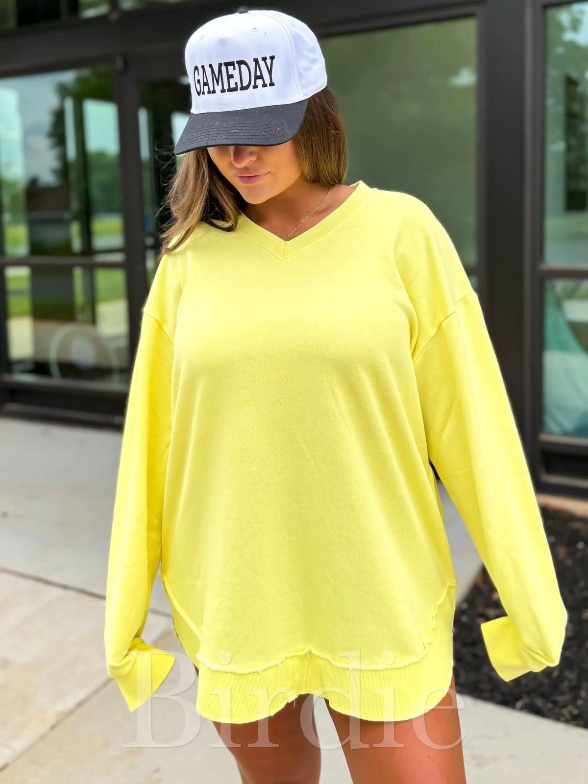 Lemon Curd V Neck Pullover - SIZE LARGE