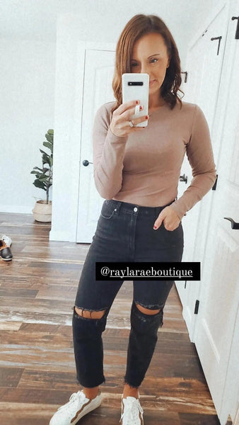 Mella Micro-Ribbed Long Sleeve - Taupe