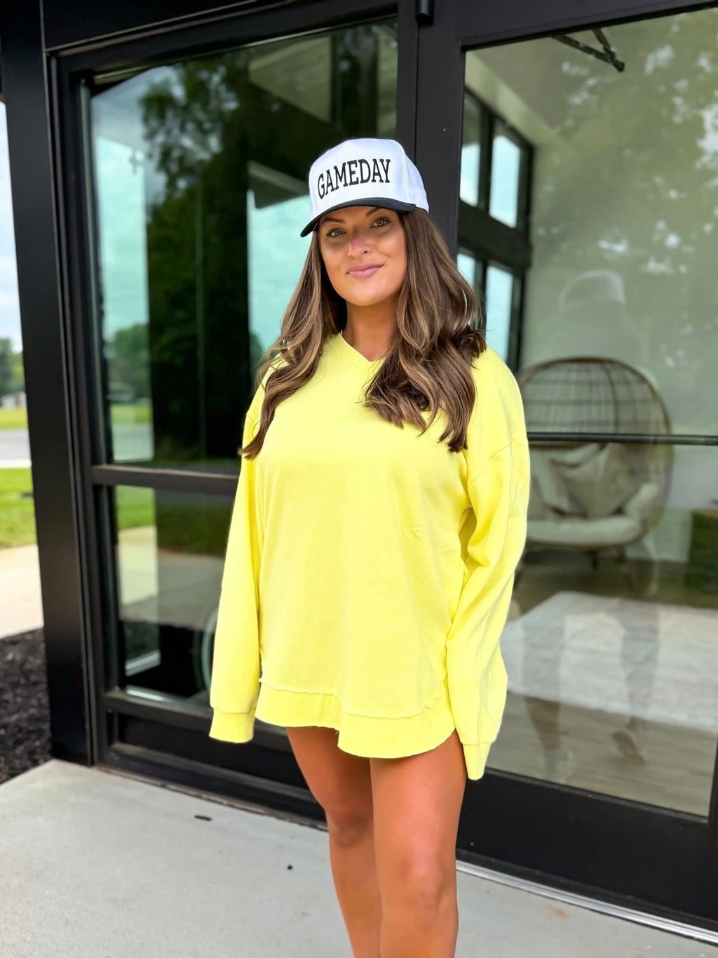 Lemon Curd V Neck Pullover - SIZE LARGE