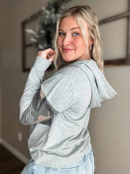 Holly Lightweight Camo Hoodie - Grey