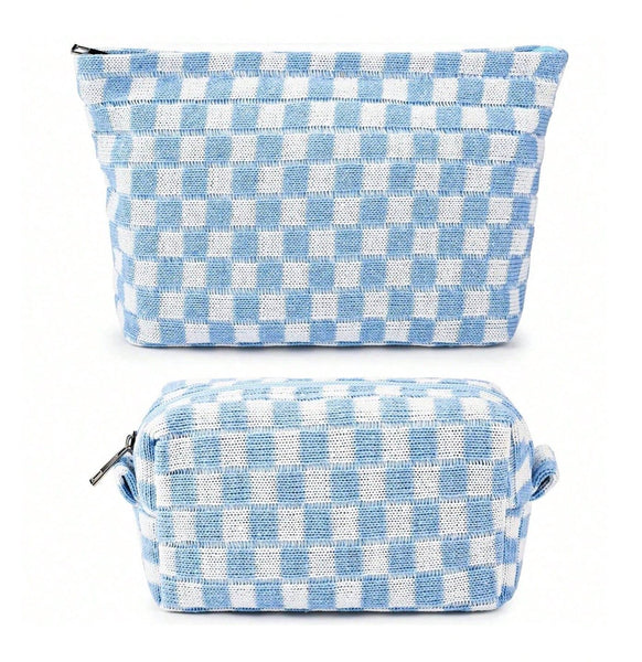Checkered Cosmetics Bag Set