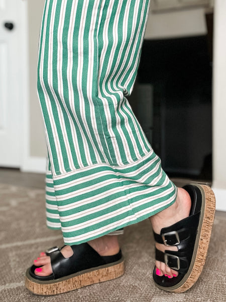 Santorini Stripe Wide Leg Pants - Green