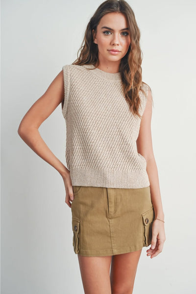 Ginny Sweater Vest Tank - Taupe