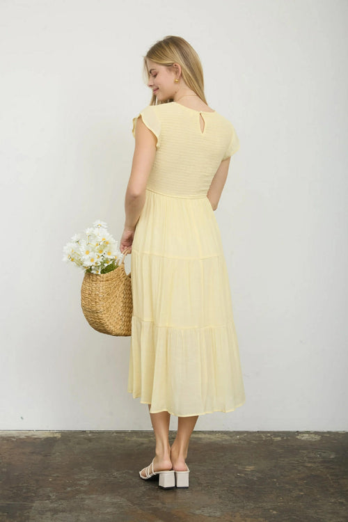 Analise Midi Dress - Yellow - SIZE LARGE