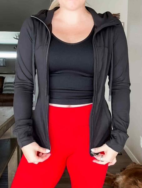 Kaela Activewear Zip Jacket - Black - SIZE SMALL