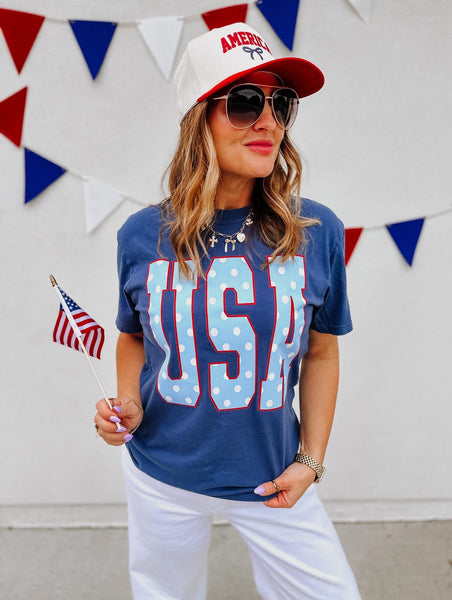 Polka Dot USA Graphic Tee - SIZE XL