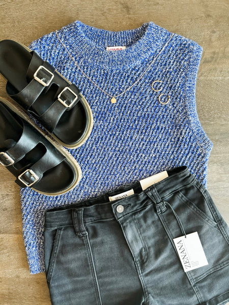 Ginny Sweater Vest Tank - Blue