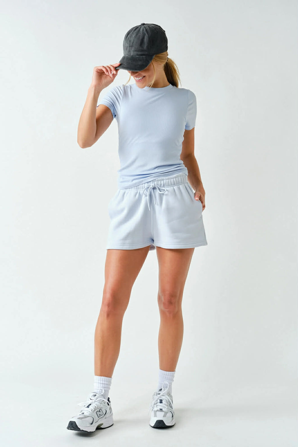 Zuri Micro-Ribbed Short Sleeve - Baby Blue