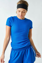 Zuri Micro-Ribbed Short Sleeve - Indigo