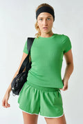Zuri Micro-Ribbed Short Sleeve - Green