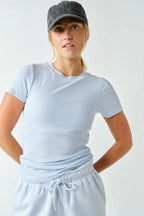 Zuri Micro-Ribbed Short Sleeve - Baby Blue
