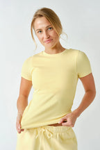 Zuri Micro-Ribbed Short Sleeve - Yellow - SIZE LARGE