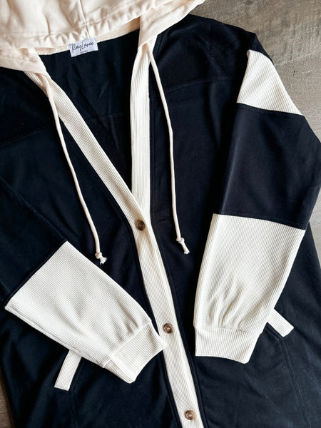 PREORDER Kaelyn Contrast Button Up Hoodie