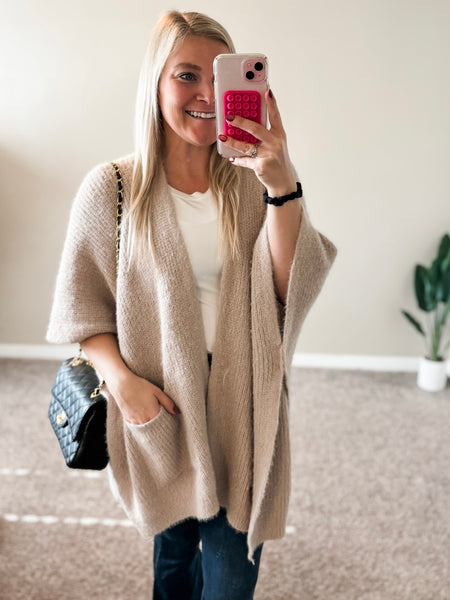 Yasmine Cozy Poncho - Beige