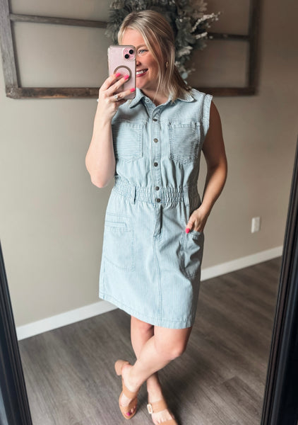 Aliza Stripe Denim Dress
