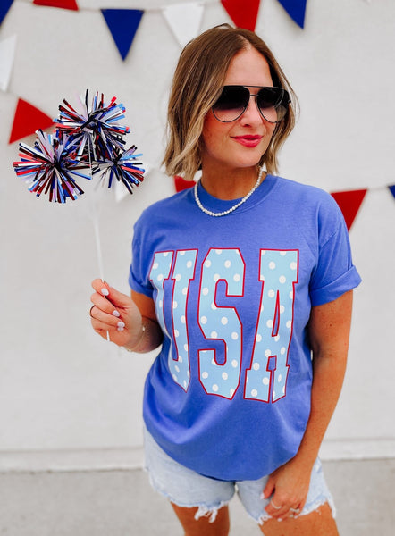 Polka Dot USA Graphic Tee - SIZE XL