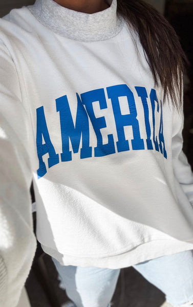 USA/America Reversible Mock Neck Sweatshirt